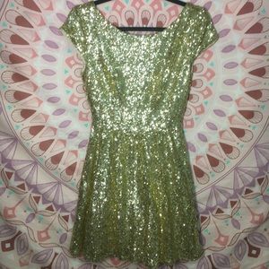Gold Mini Dress perfect for prom or homecoming!